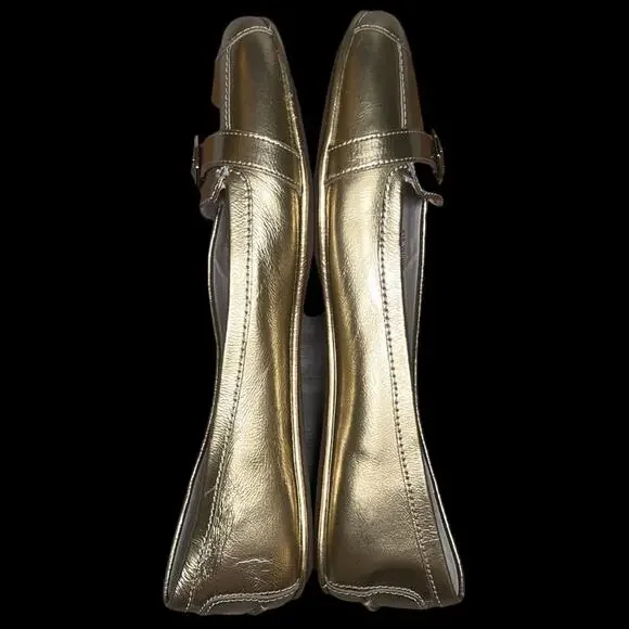 COLE HAAN Women's Size 10 Gold Demi Driving Shoes Cinderella Flats Logo Detail - Picture 12 of 14